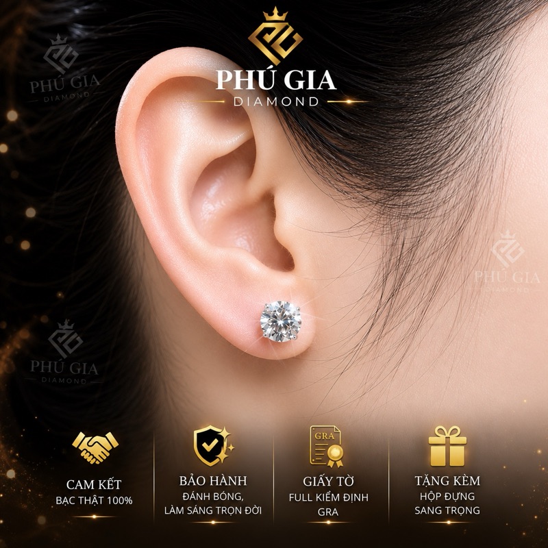 Bông tai Moissanite giao tại Đài Loan